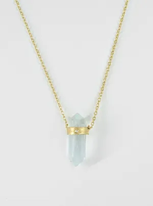 Pure Aquamarine With Diamond Necklace
