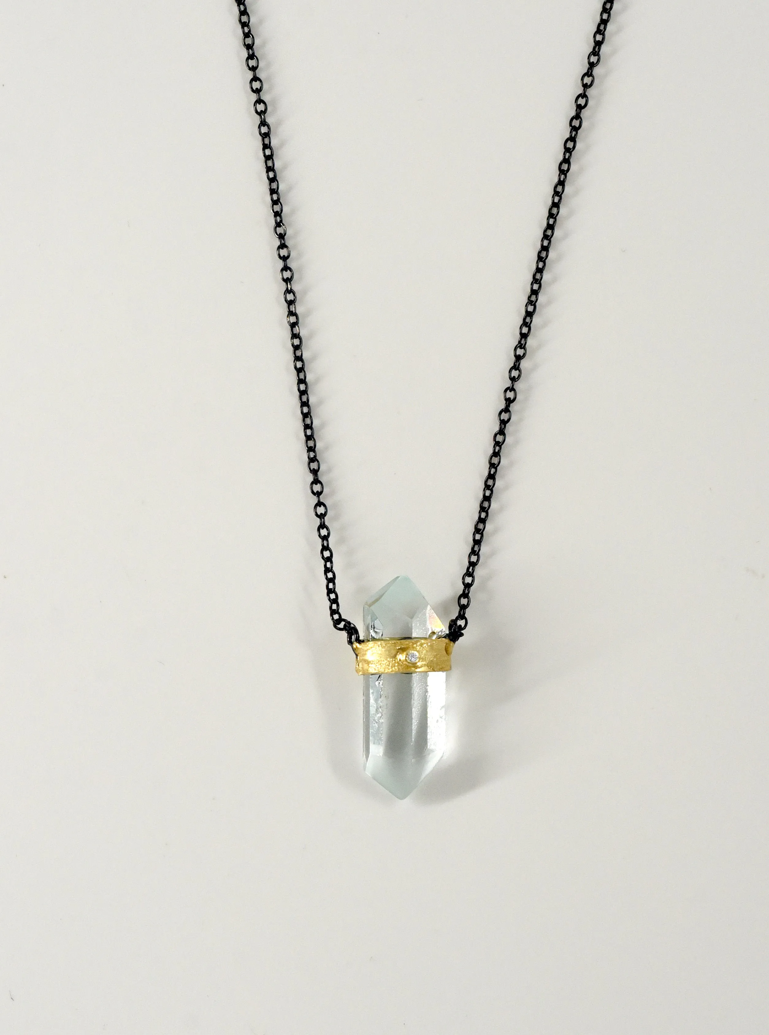 Pure Aquamarine With Diamond Necklace