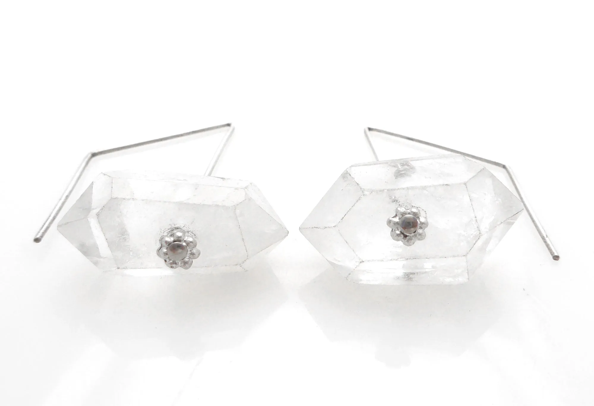 Quartz geometric wire earrings