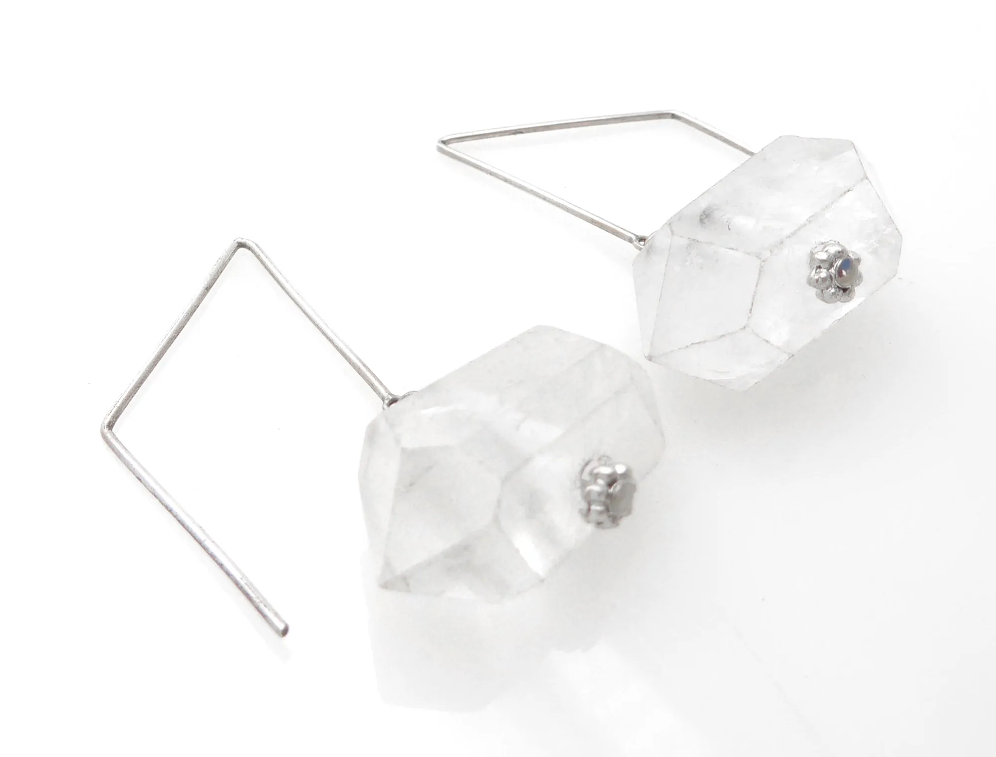 Quartz geometric wire earrings