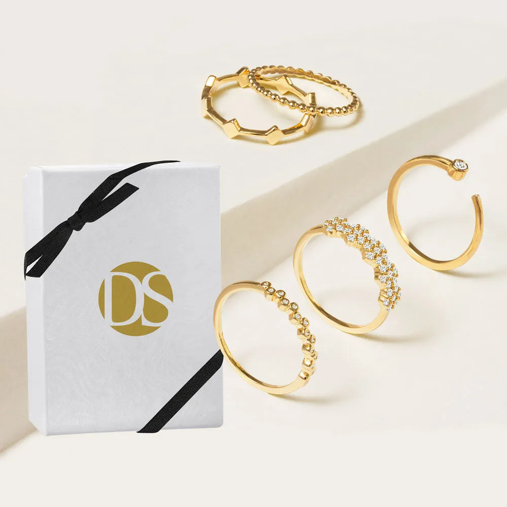 "Suits me Perfectly"  010CTW Set of 5  Stackable Rings - Gold