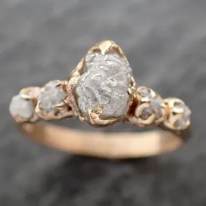 raw diamond 14k yellow gold multi stone engagement wedding rough diamond ring 2562 Alternative Engagement