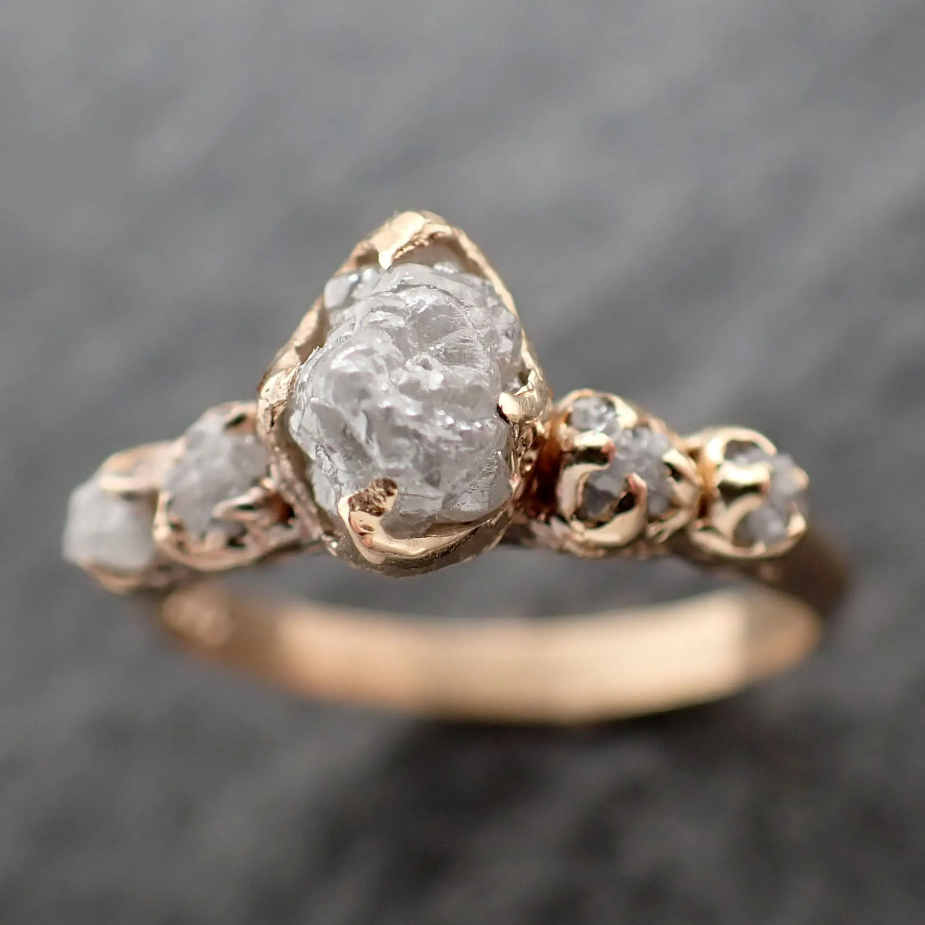 raw diamond 14k yellow gold multi stone engagement wedding rough diamond ring 2562 Alternative Engagement