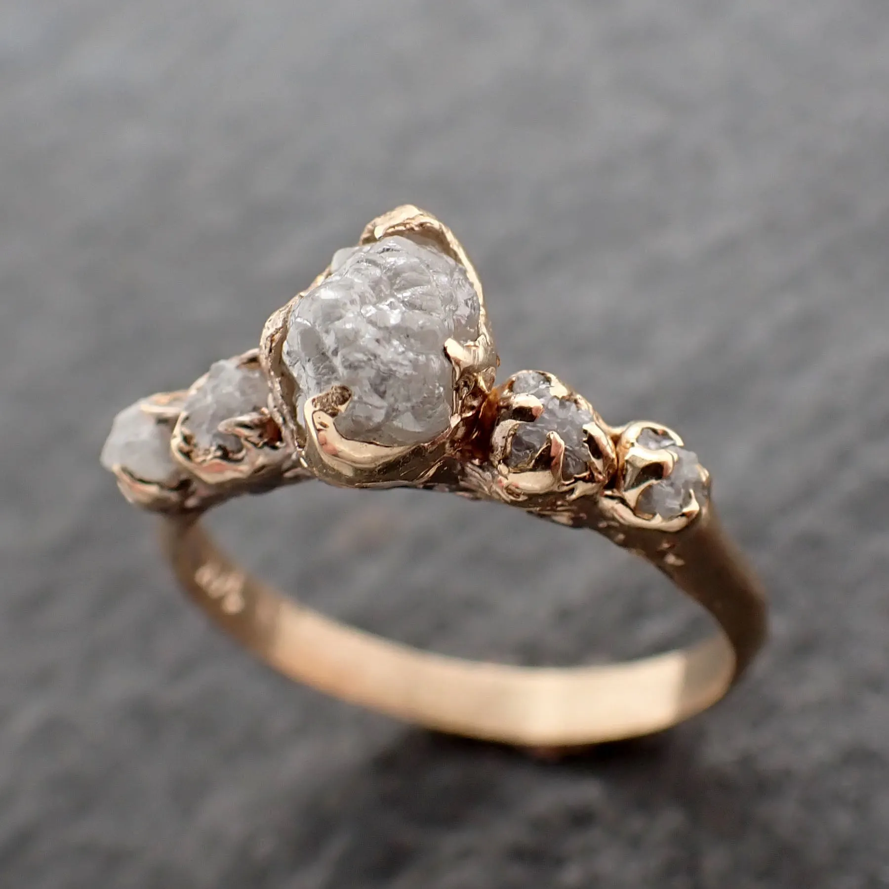 raw diamond 14k yellow gold multi stone engagement wedding rough diamond ring 2562 Alternative Engagement