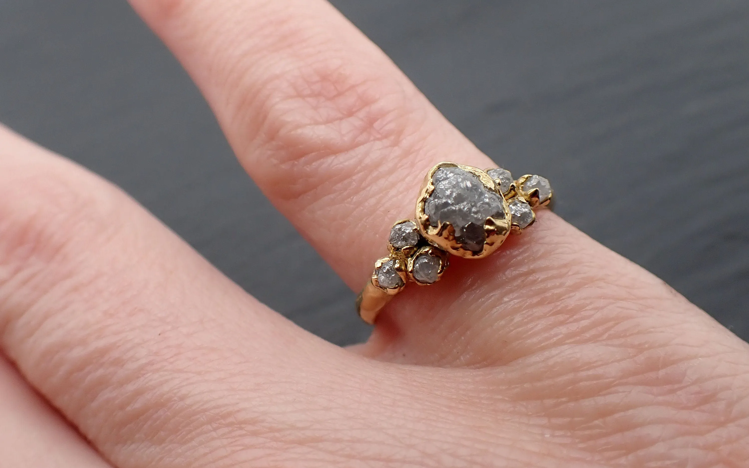 raw diamond 18k yellow gold engagement ring rough gold wedding ring diamond wedding ring rough diamond ring byangeline 3408 Alternative Engagement
