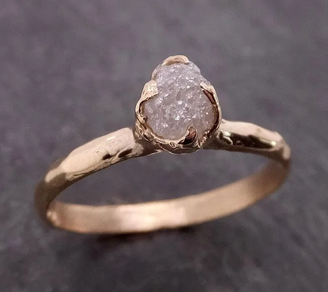 raw diamond engagement ring rough uncut diamond solitaire recycled 14k yellow gold conflict free diamond wedding promise 1967 Alternative Engagement