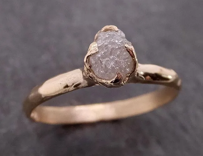 raw diamond engagement ring rough uncut diamond solitaire recycled 14k yellow gold conflict free diamond wedding promise 1967 Alternative Engagement