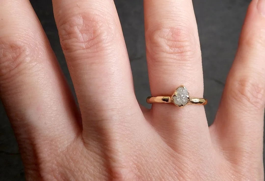 raw diamond engagement ring rough uncut diamond solitaire recycled 14k yellow gold conflict free diamond wedding promise 1967 Alternative Engagement