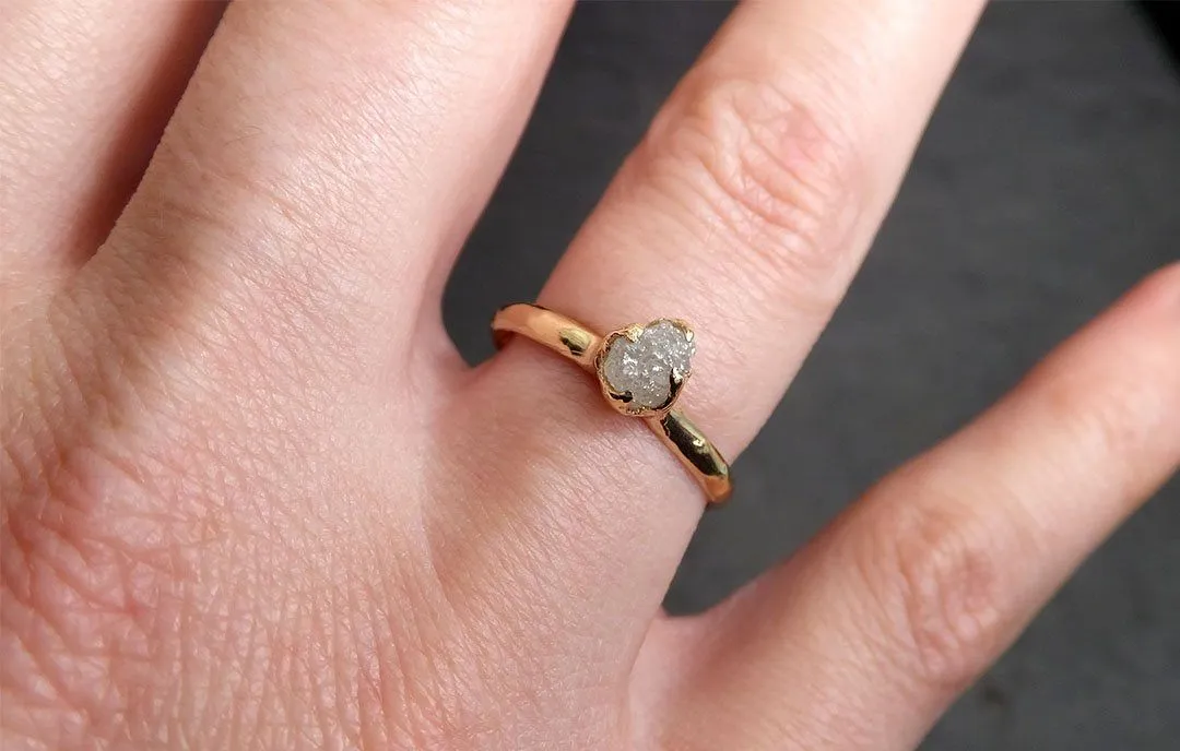 raw diamond engagement ring rough uncut diamond solitaire recycled 14k yellow gold conflict free diamond wedding promise 1967 Alternative Engagement