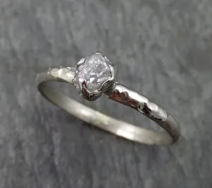 raw rough dainty diamond engagement ring rough diamond solitaire 14k white gold conflict free diamond wedding promis Alternative Engagement