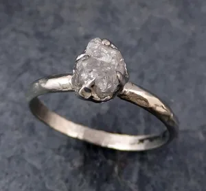 raw rough uncut diamond engagement ring rough diamond solitaire 14k white gold conflict free diamond wedding promise 0184 Alternative Engagement