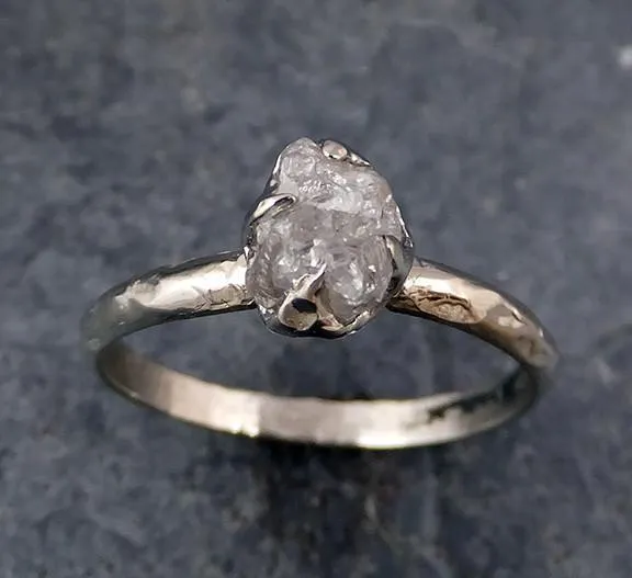 raw rough uncut diamond engagement ring rough diamond solitaire 14k white gold conflict free diamond wedding promise 0184 Alternative Engagement