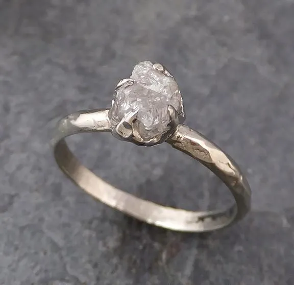 raw rough uncut diamond engagement ring rough diamond solitaire 14k white gold conflict free diamond wedding promise 0184 Alternative Engagement