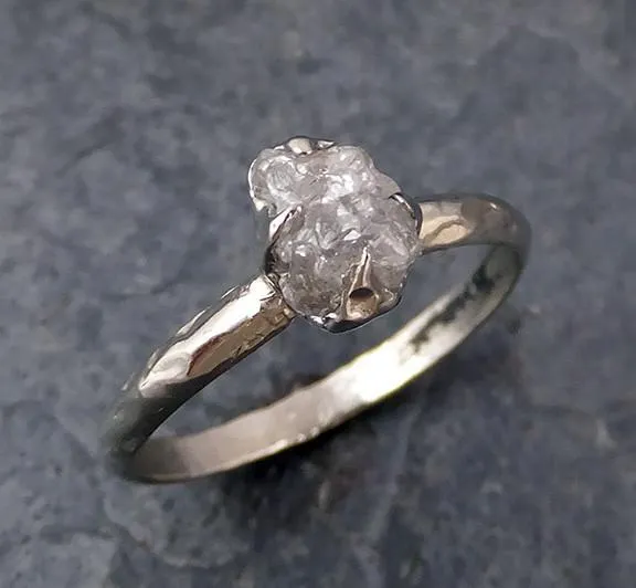 raw rough uncut diamond engagement ring rough diamond solitaire 14k white gold conflict free diamond wedding promise 0184 Alternative Engagement