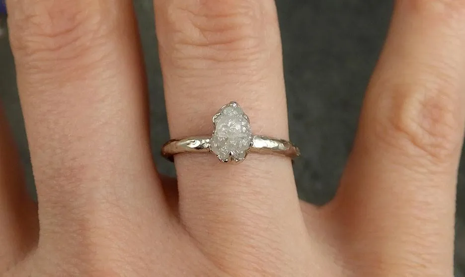 raw rough uncut diamond engagement ring rough diamond solitaire 14k white gold conflict free diamond wedding promise byangeline 0352 Alternative Engagement