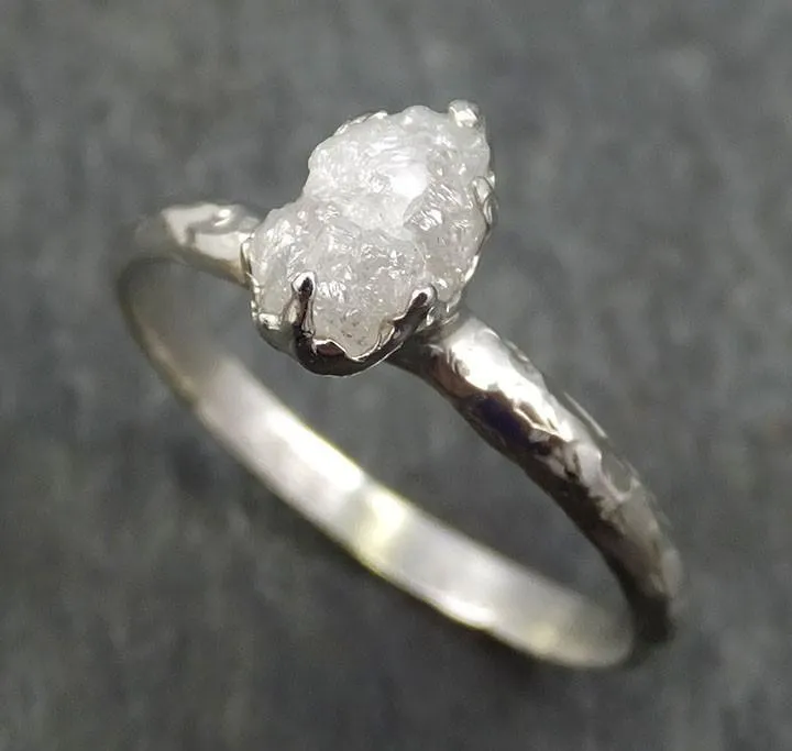 raw rough uncut diamond engagement ring rough diamond solitaire 14k white gold conflict free diamond wedding promise byangeline 0352 Alternative Engagement
