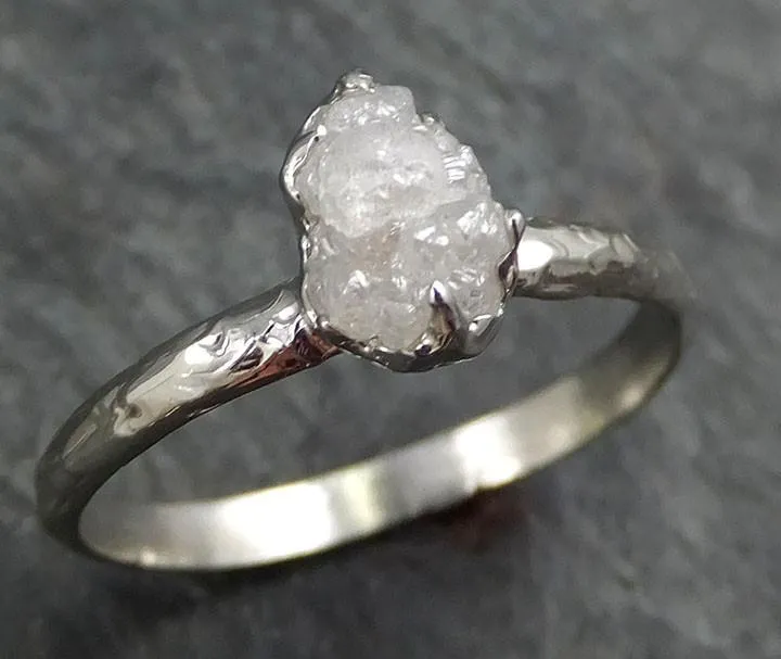 raw rough uncut diamond engagement ring rough diamond solitaire 14k white gold conflict free diamond wedding promise byangeline 0352 Alternative Engagement