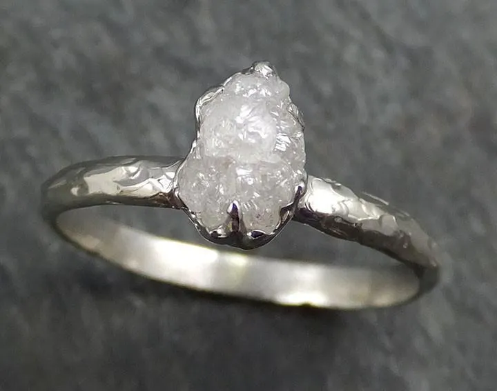 raw rough uncut diamond engagement ring rough diamond solitaire 14k white gold conflict free diamond wedding promise byangeline 0352 Alternative Engagement