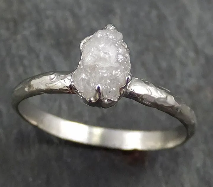 raw rough uncut diamond engagement ring rough diamond solitaire 14k white gold conflict free diamond wedding promise byangeline 0352 Alternative Engagement