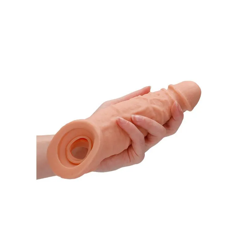 RealRock 9 Inch Realistic Penis Extender with Rings - Flesh