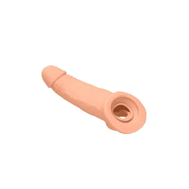 RealRock 9 Inch Realistic Penis Extender with Rings - Flesh