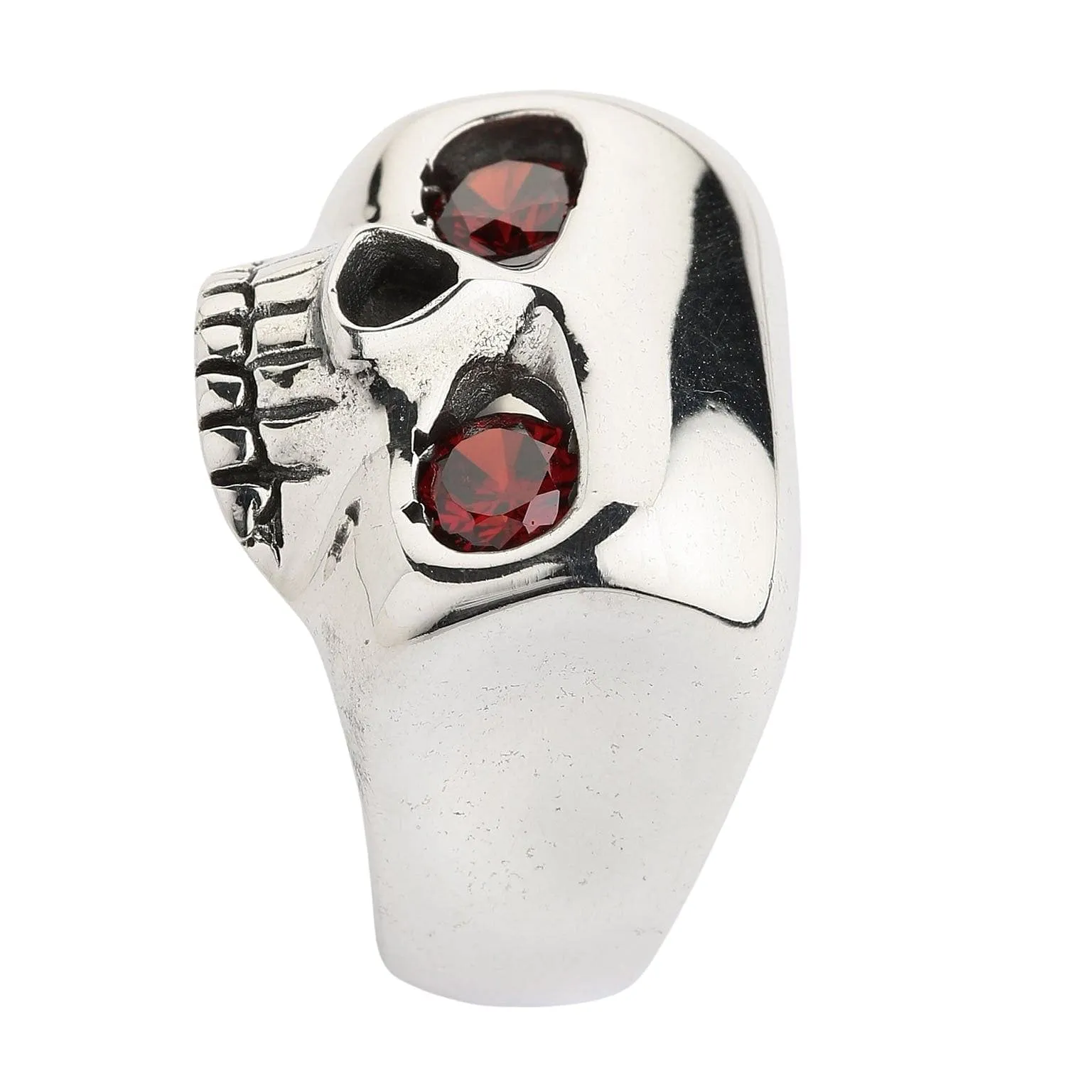 Red Eyes Skull Sterling Silver Ring
