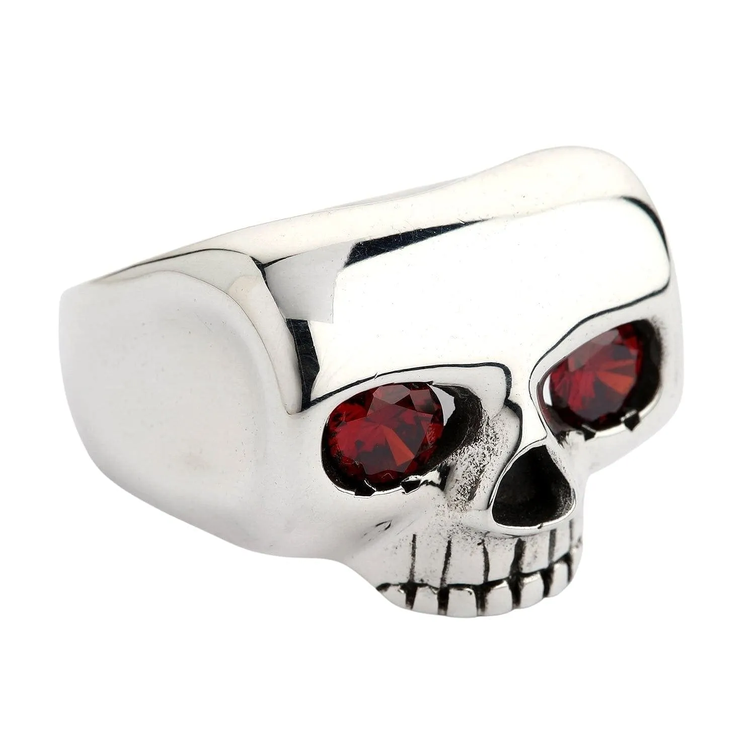 Red Eyes Skull Sterling Silver Ring