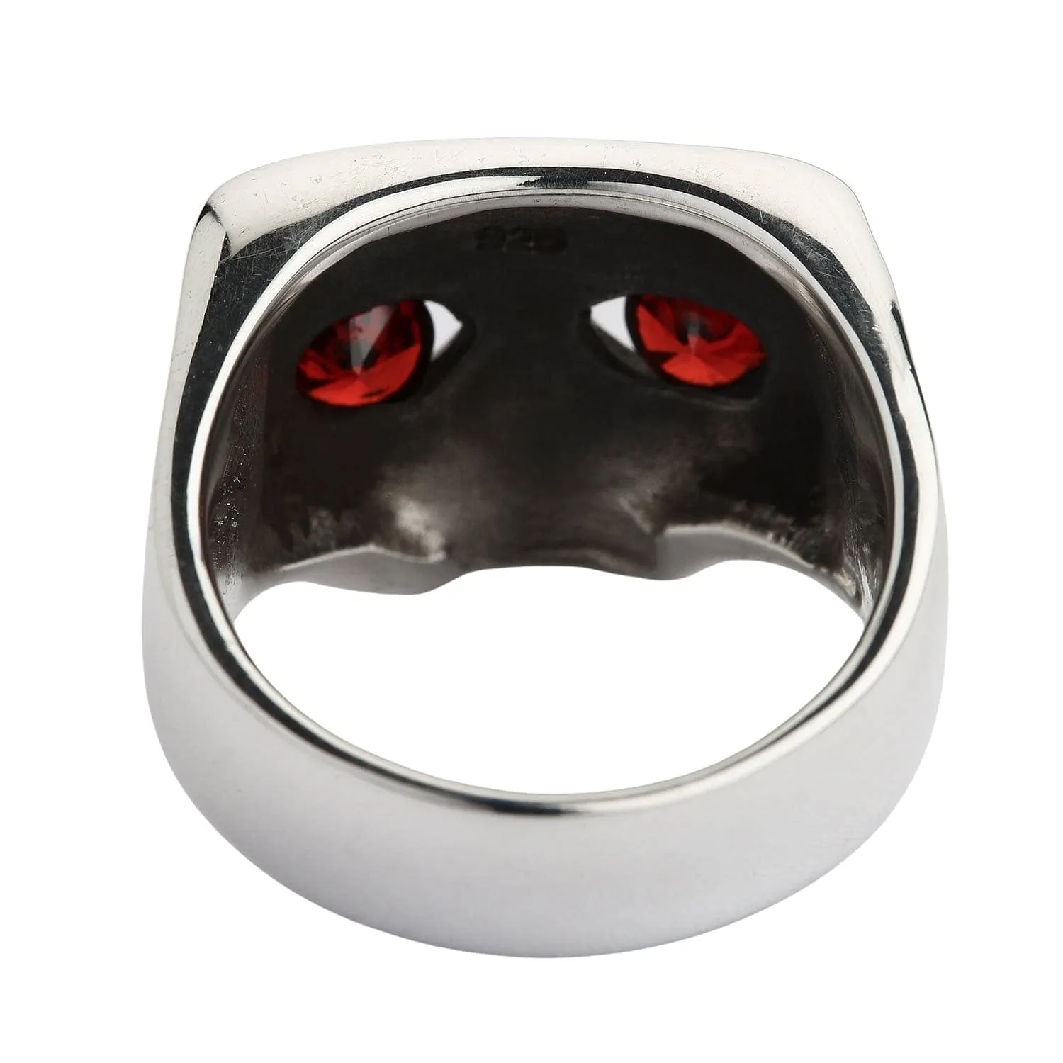 Red Eyes Skull Sterling Silver Ring