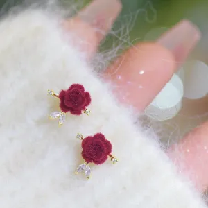 Red Rose Stud Earrings