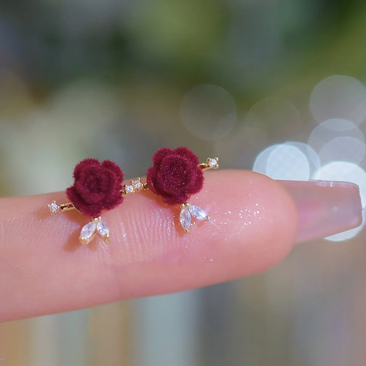 Red Rose Stud Earrings