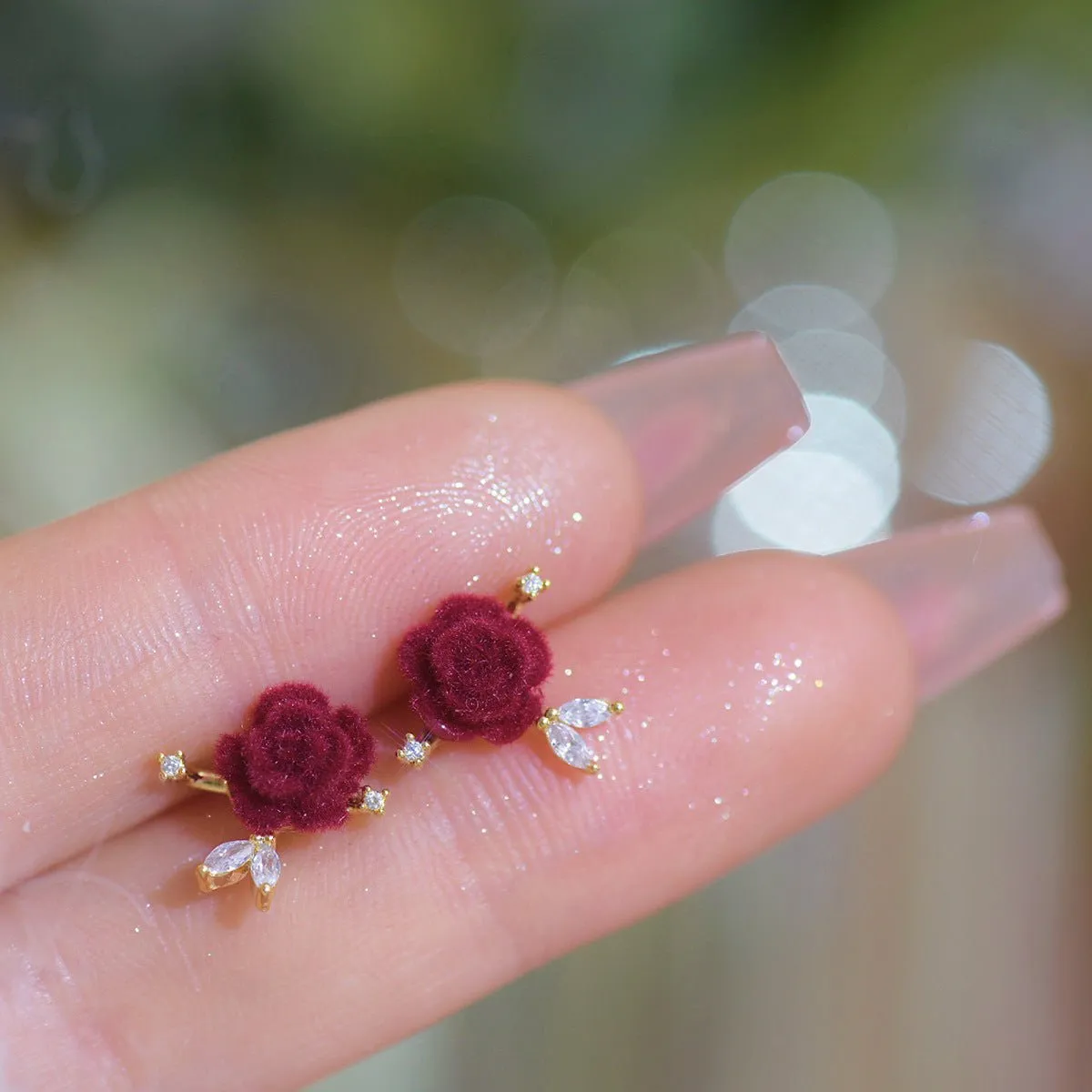Red Rose Stud Earrings