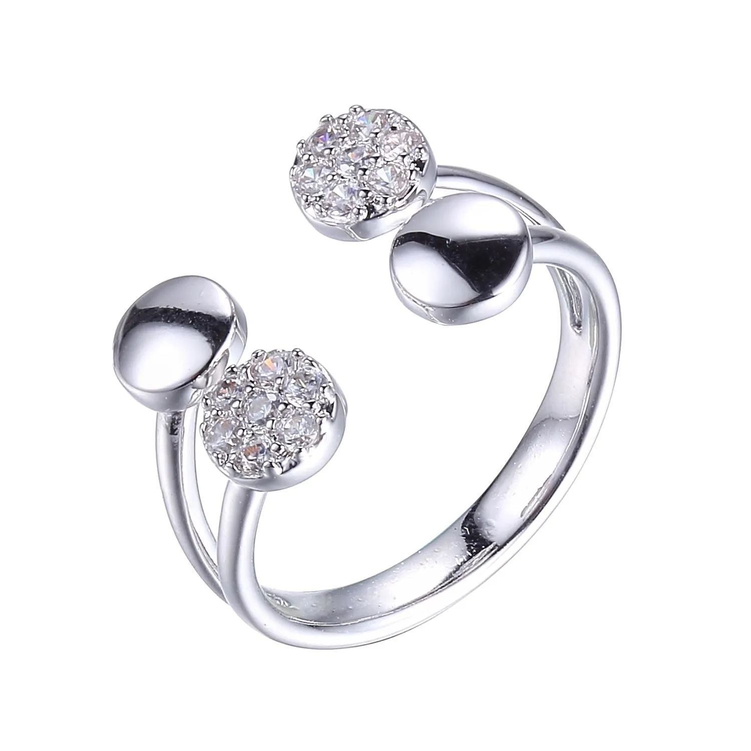 Reign Sterling Silver Rhodium Plated CZ Sequin Ring