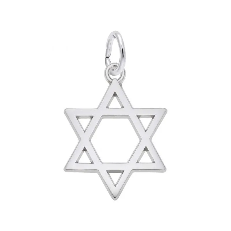 Rembrandt Charms Sterling Silver Rhodium or Gold Plated Star of David Pendant