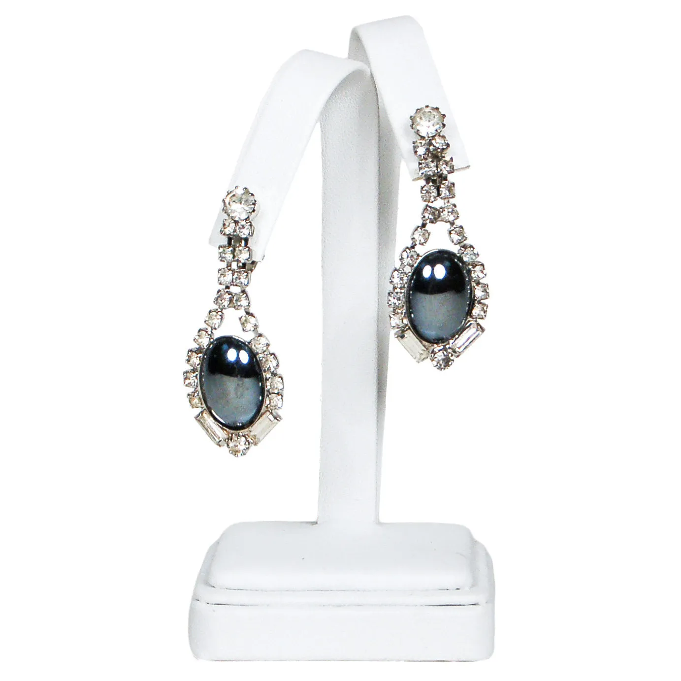Rhinestone and Hematite Drop Statement Earrings