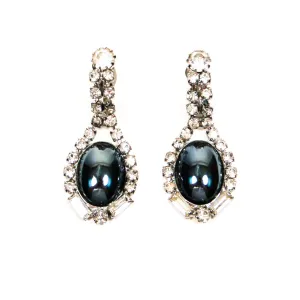 Rhinestone and Hematite Drop Statement Earrings
