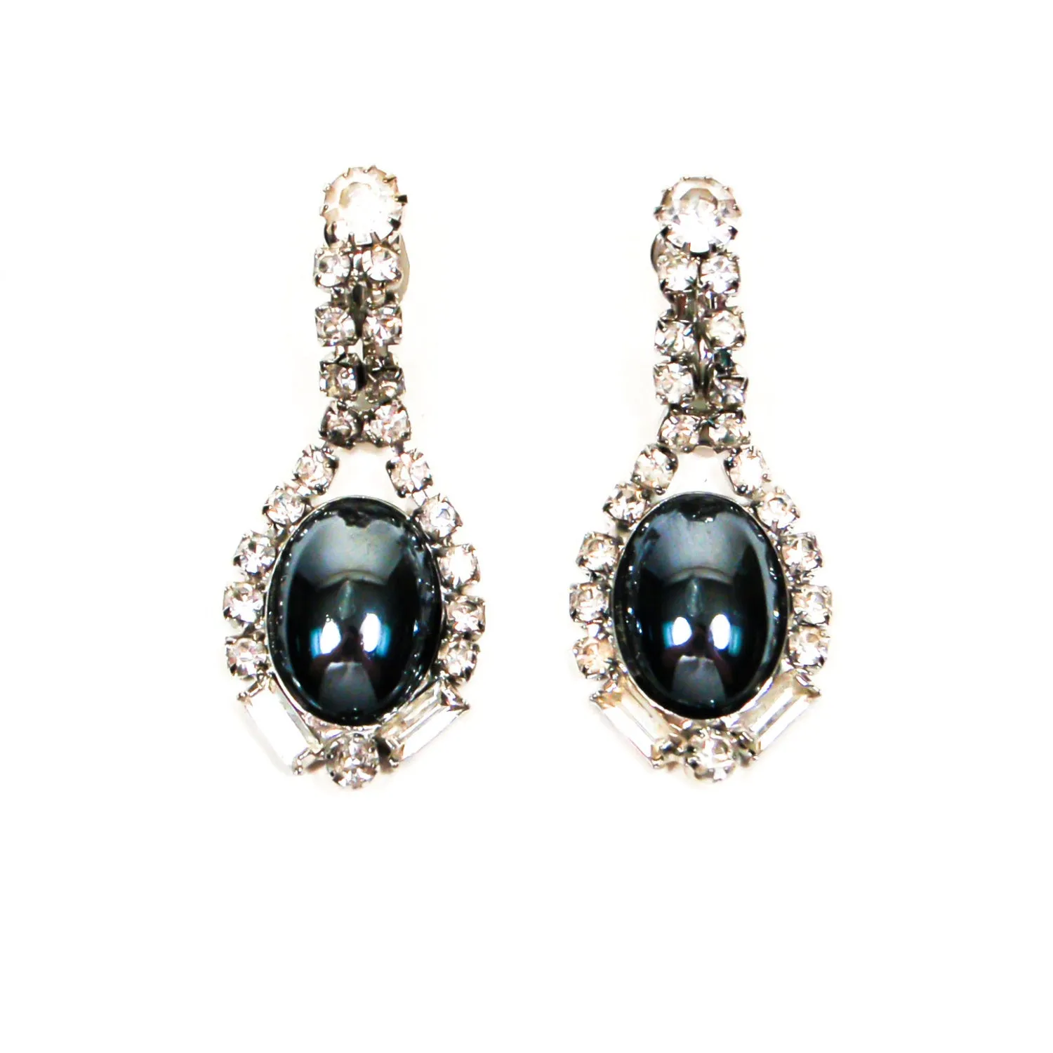 Rhinestone and Hematite Drop Statement Earrings
