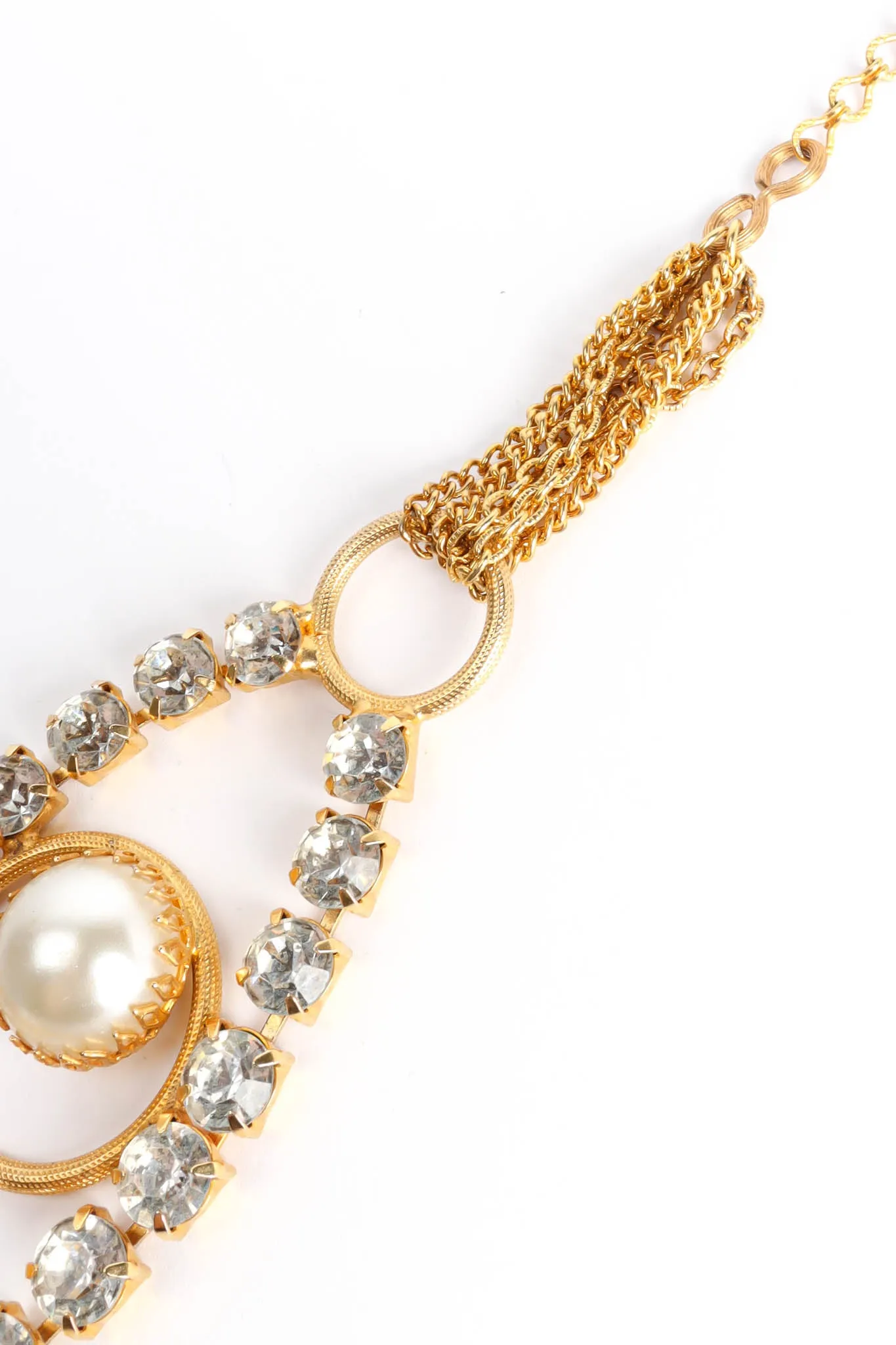 Rhinestone Pearl Ring Choker