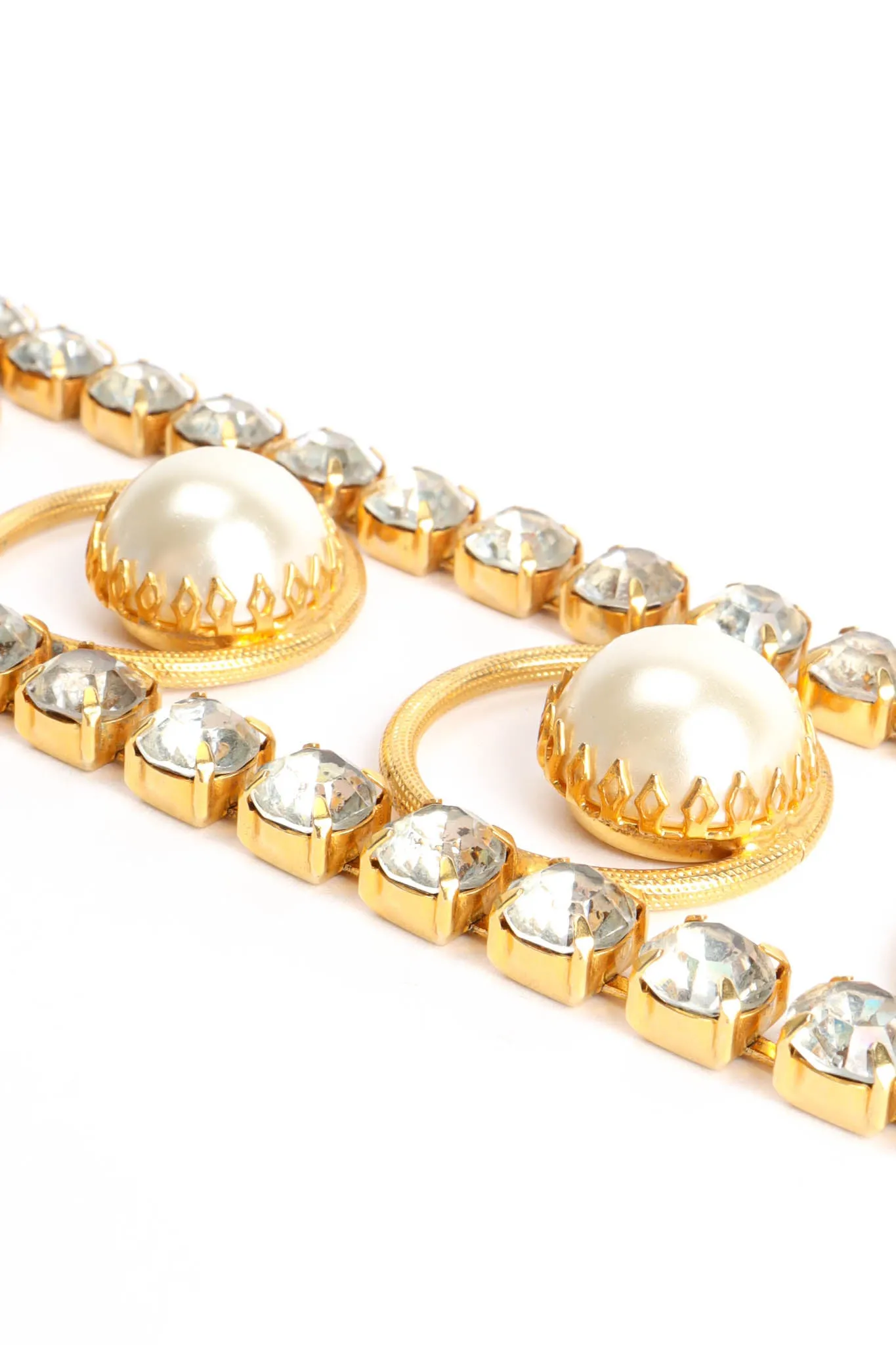Rhinestone Pearl Ring Choker