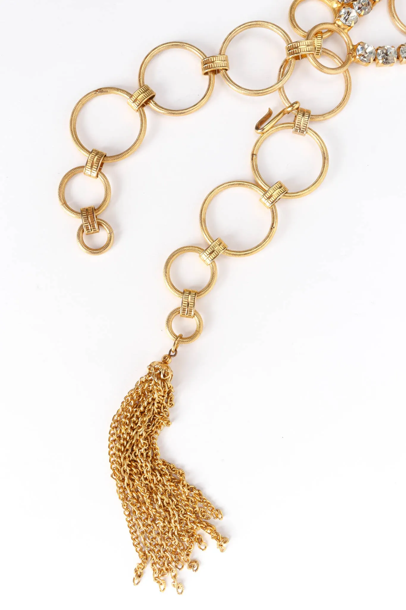 Rhinestone Pearl Ring Link Belt