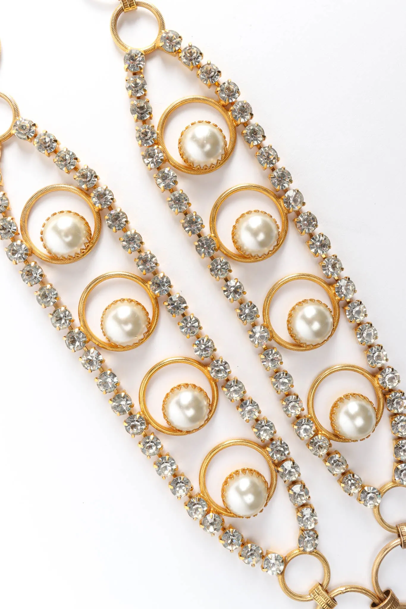 Rhinestone Pearl Ring Link Belt