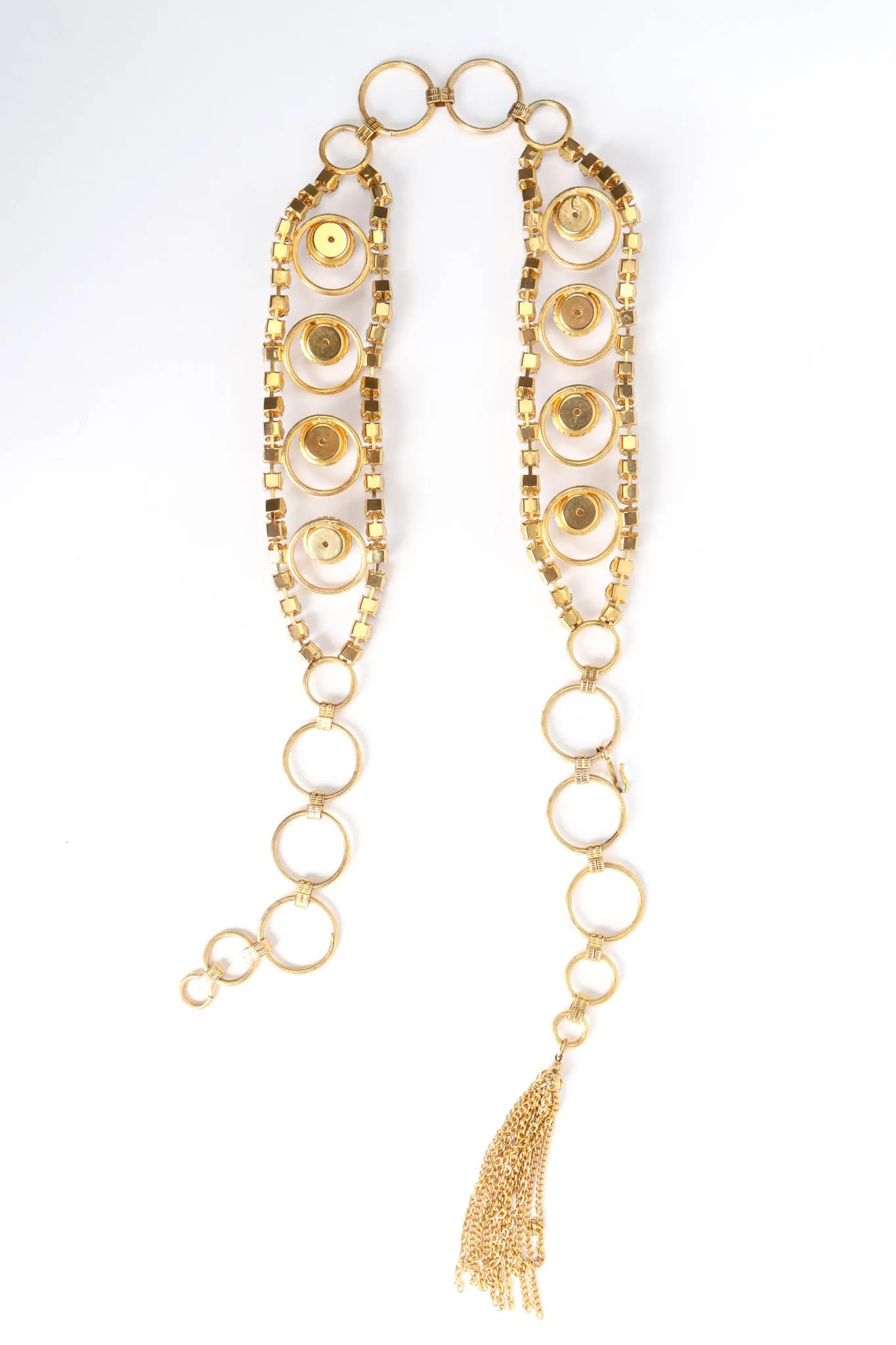 Rhinestone Pearl Ring Link Belt