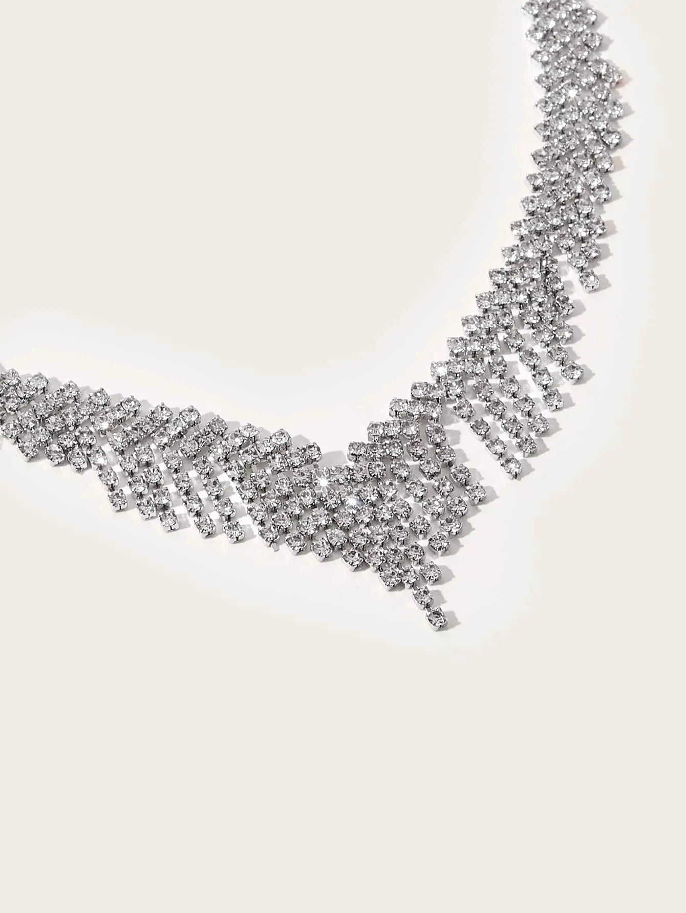 Rhinestone Tassel Decor Necklace  - Silver