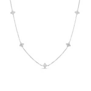 Roberto Coin 18k White Gold Love by the Inch 5 Station Flower Necklace