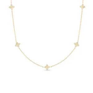 Roberto Coin 18k Yellow Gold Love by the Inch 5 Station Flower Necklace