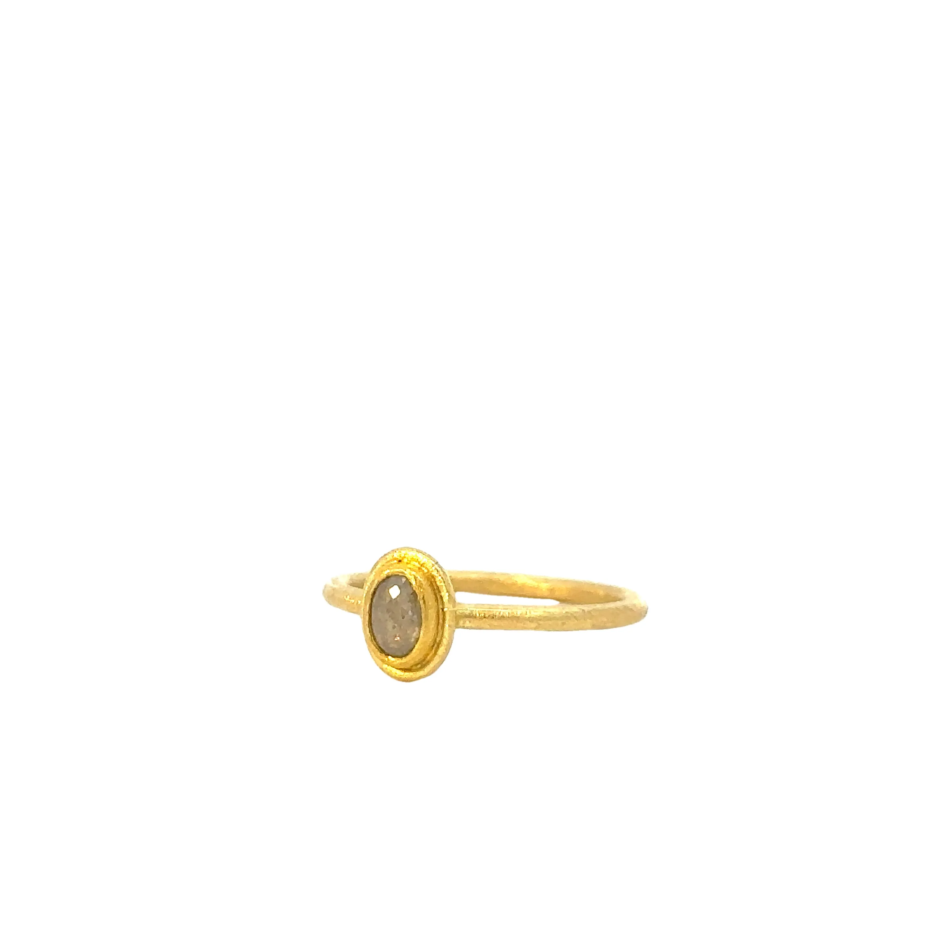rose-cut diamond oval framed ring
