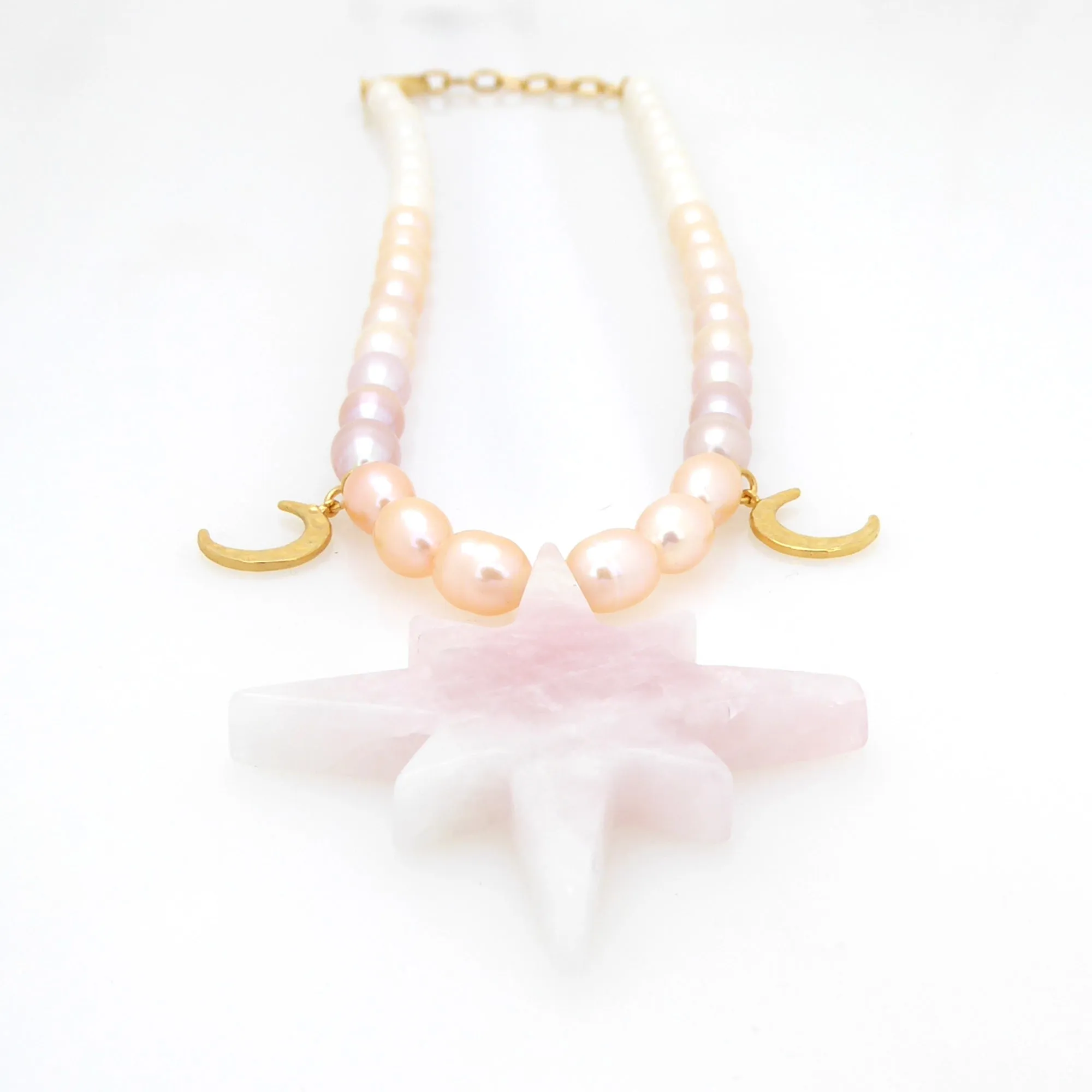 Rose quartz star necklace