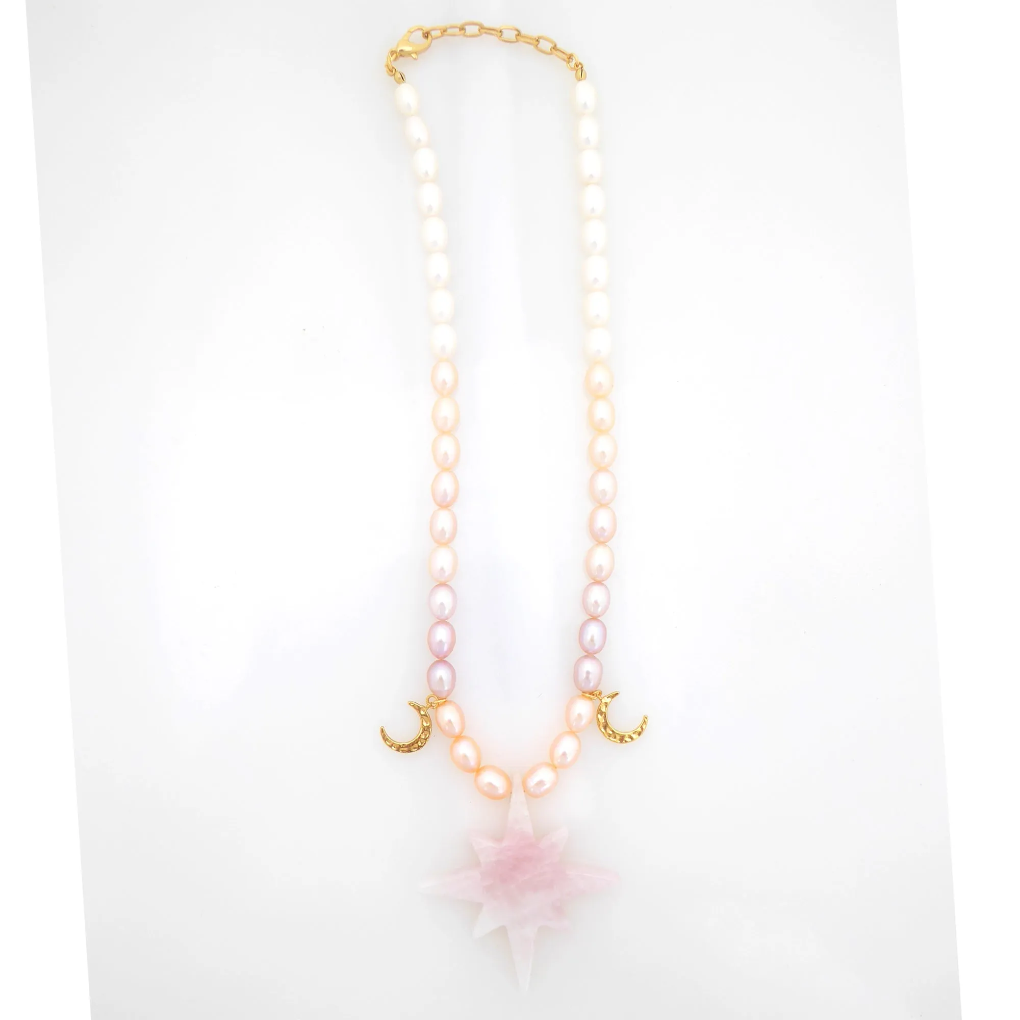 Rose quartz star necklace