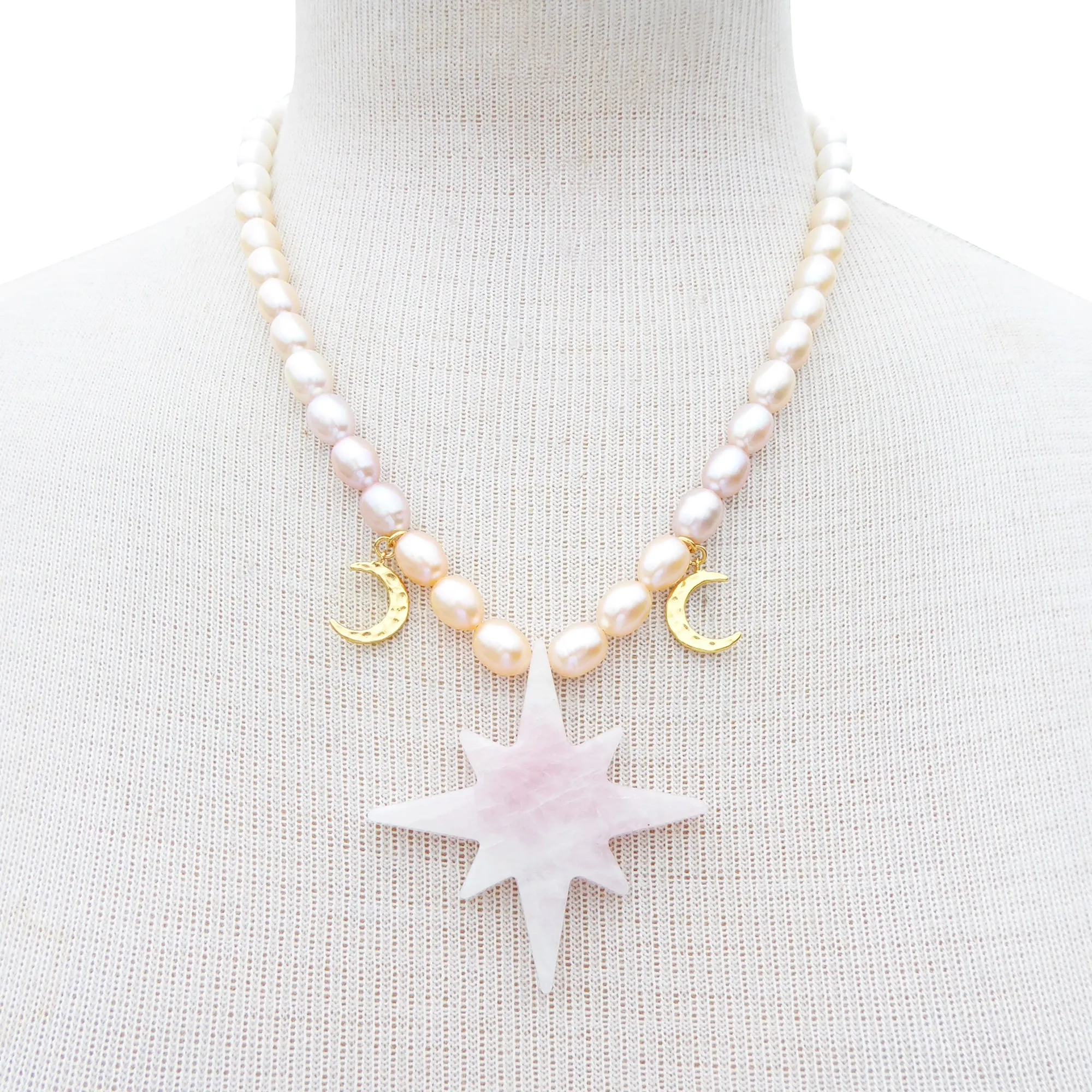 Rose quartz star necklace