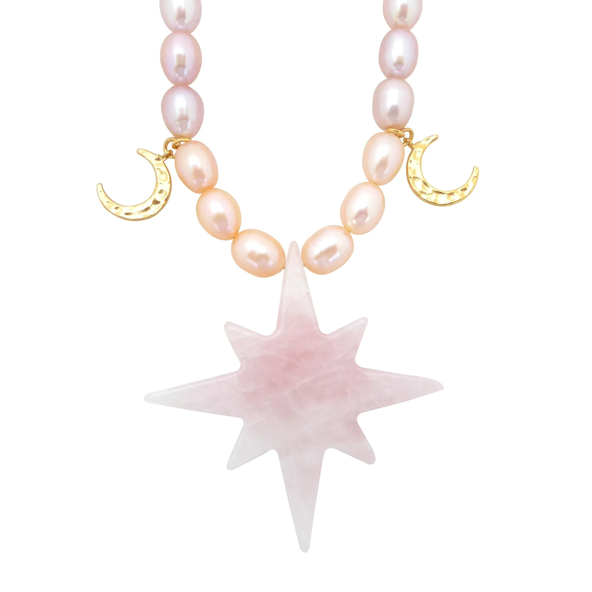 Rose quartz star necklace