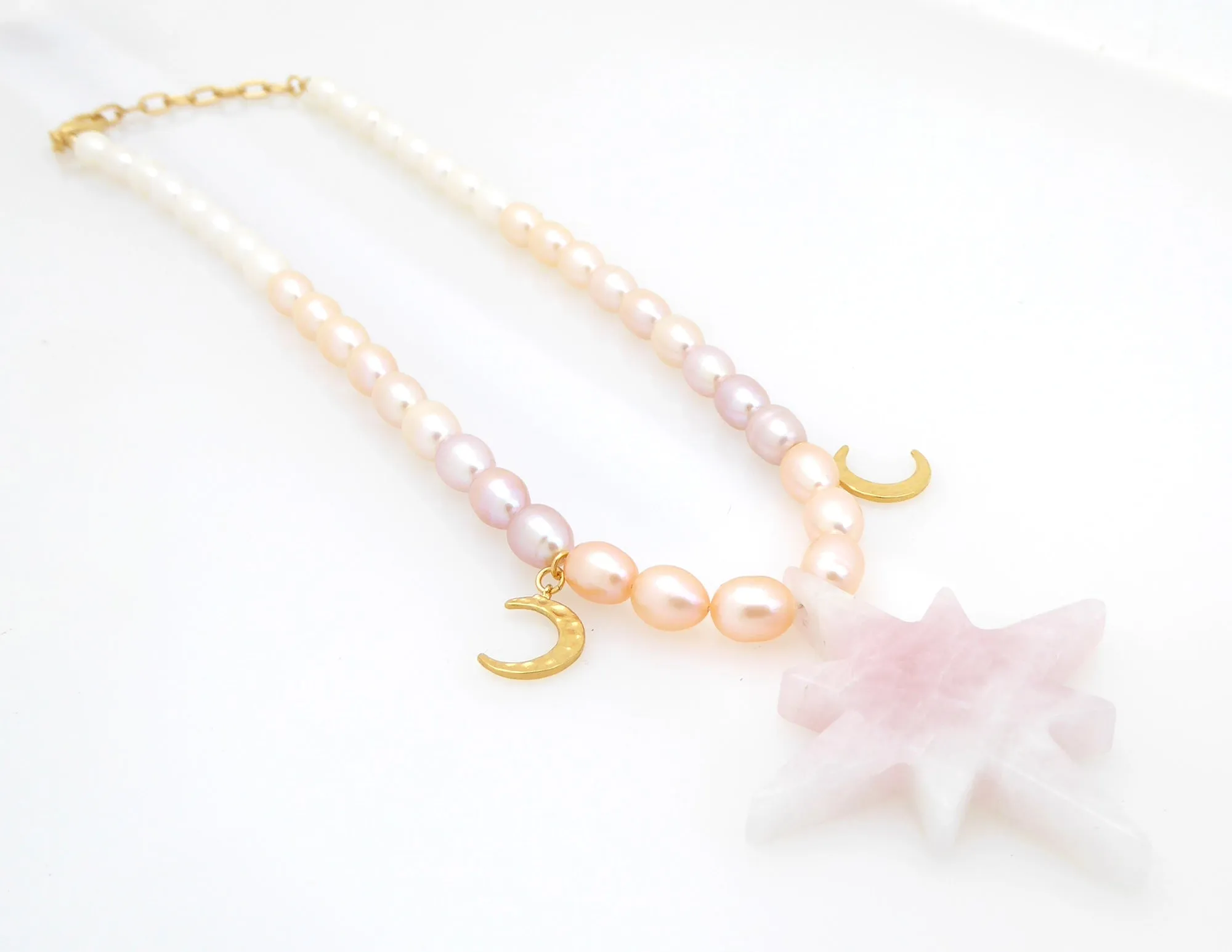 Rose quartz star necklace